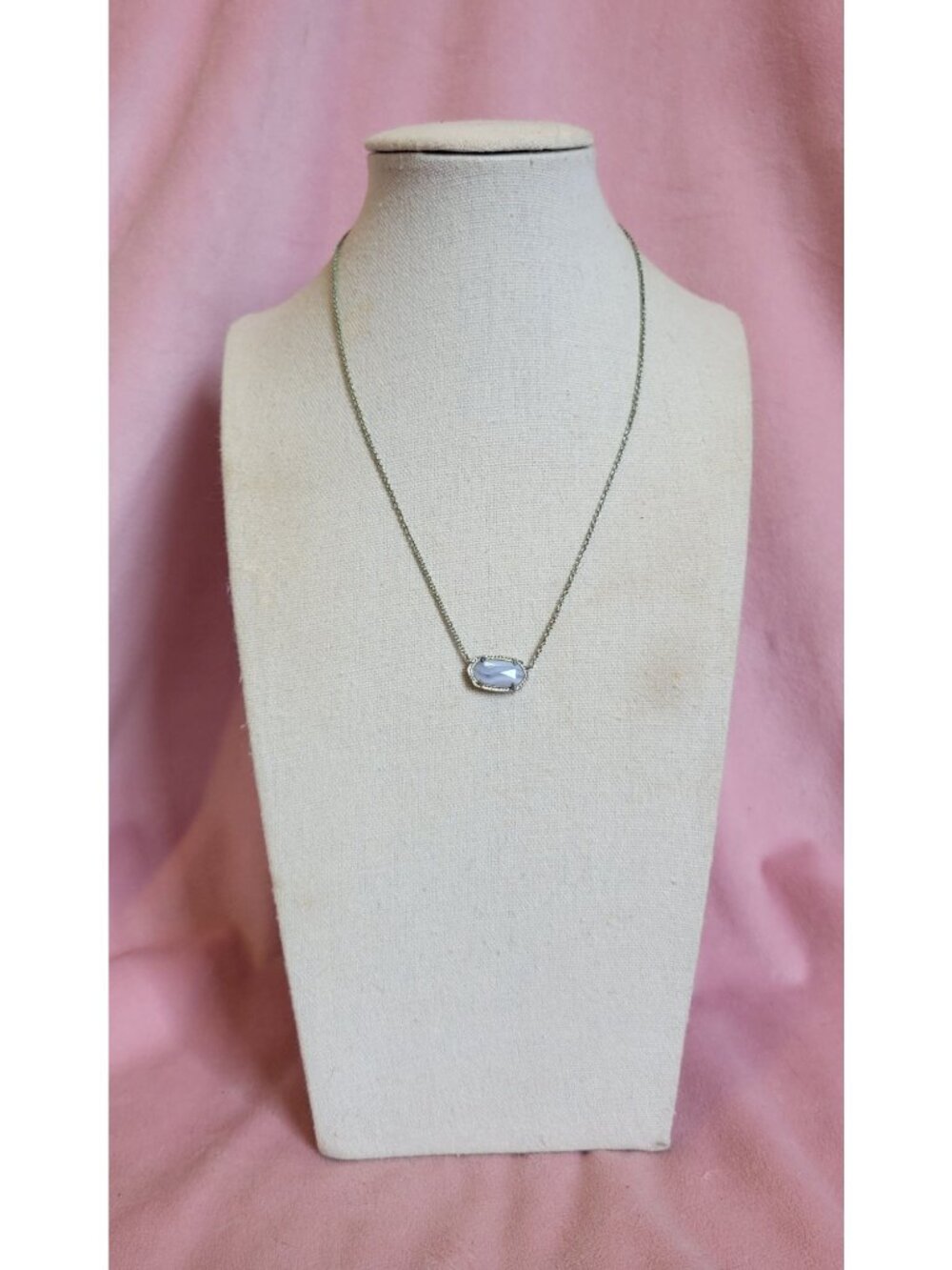 Kendra Scott Silver Tone Blue Lace agate Chain Pendant Necklace N1B